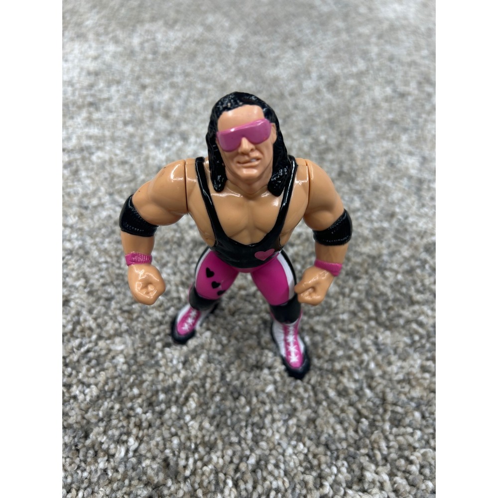 Vintage 1991 Hasbro WWF Bret The Hitman Hart Series 2 Action Figure Pink Black